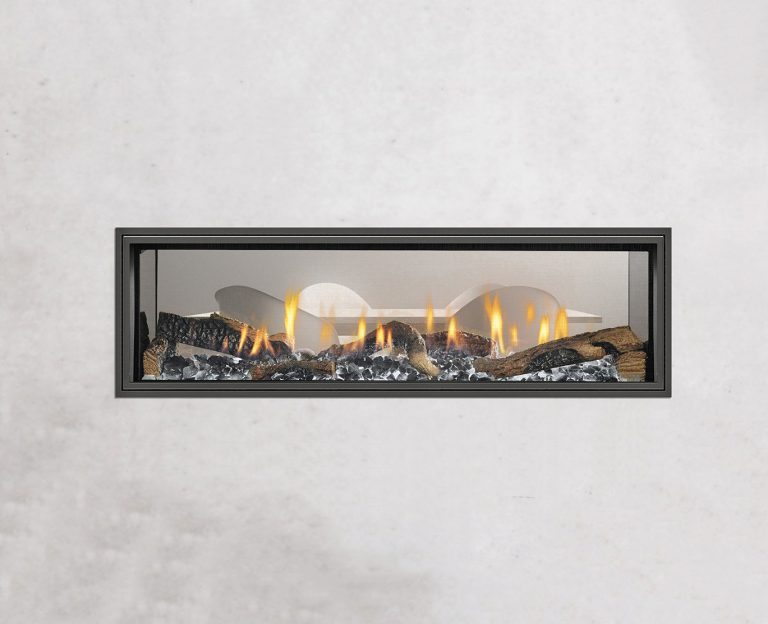 The Mezzo's black glass interior adds depth and intensity to the fire.