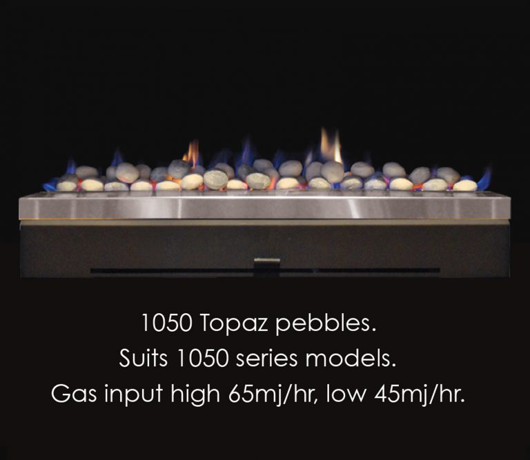 Jetmaster gas burner with topaz pebbles