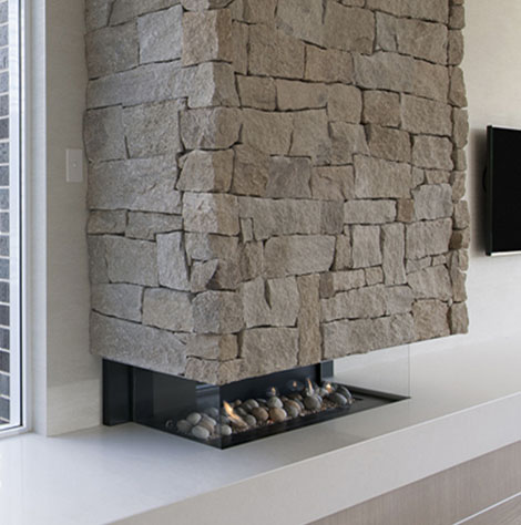horizon cantilever three sided open gas fireplace