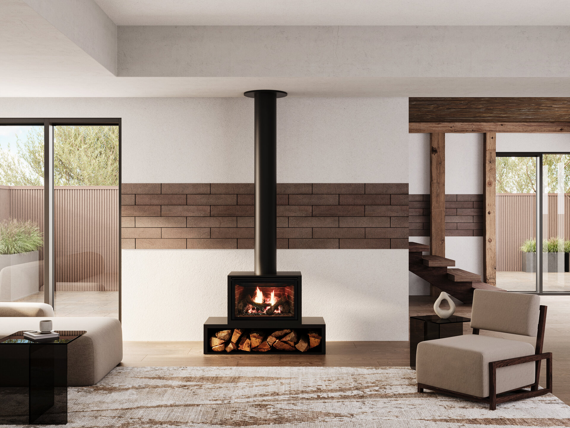 I25-X freestanding enclosed gas fireplace